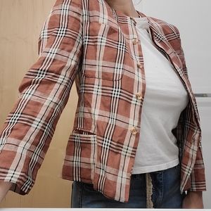 Vintage Linen made in Italy plaid blazer